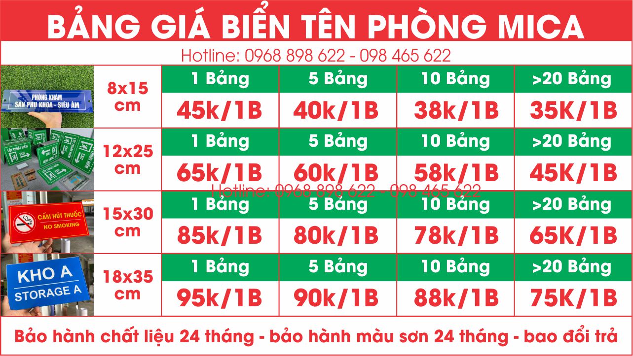 biển phòng ban mica giá rẻ